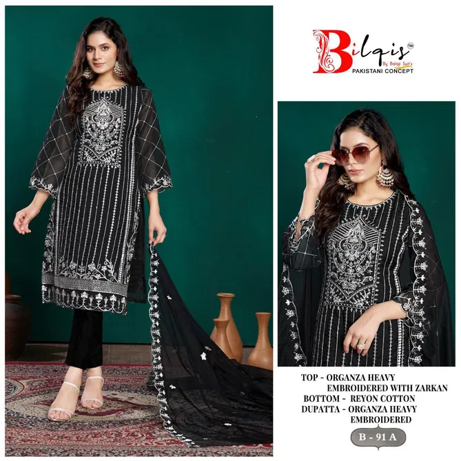 Bilqis B 91 A to D Organza Pakistani Suits Wholesale Shop In Surat
